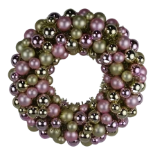 China Senmasine 40cm ornament ball wreath with pink gold baubles tinsel metal base front door hanging decor manufacturer