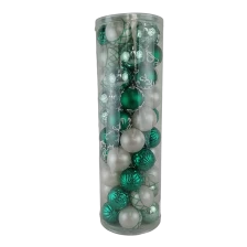 China Senmasine 50pcs Christmas baubles set for holiday tree hanging decoration 60mm green white ornaments manufacturer