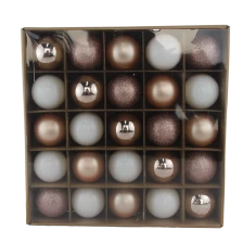 China Senmasine 25pcs hanging plastic christmas ball for Xmas Tree Holiday Party decoration Champagne white baubles sets manufacturer