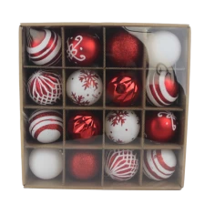 China Senmasine 16pcs christmas plastic ball ornaments for tree hanging xmas decoration red white baubles sets manufacturer