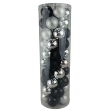 China Senmasine 50pcs christmas ornament ball for holiday party hanging decor shatterproof black silver baubles sets manufacturer