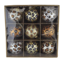 China Senmasine 9PCS ball painted custom christmas baubles hanging ornaments Leopard pattern design decoration gifts manufacturer