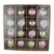 China Senmasine plastic ball christmas ornaments 16pcs pink gold baubles sets holiday party festival decoration gifts manufacturer