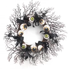 China Senmasine halloween black twigs wreath for Front Door Indoor Outdoor Party Home hanging Decorations manufacturer