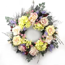 China Senmasine artificial spring wreath for front door Farmhouse Indoor Outdoor hanging Decor mixed silk flowers leaves manufacturer