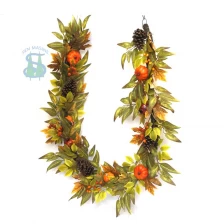China Senmasine 6ft autumn harvest pumpkin garland with pinecone artificial leaves pomegranate front door hanging decorative manufacturer