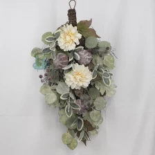 China Senmasine 24 inch artificial flower swag mixed silk peony flowers green eucalyptus leaves pumpkin spring decor manufacturer