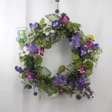 中国 Senmasine 22 インチ春のフローラル リース、さまざまな人工葉の花フロント ドア吊り装飾 メーカー
