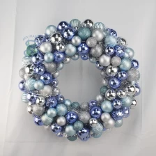 中国 Senmasine 40 センチメートルクリスマスボールつまらない花輪 LED ライト見掛け倒しブルーシルバー装飾品クリスマスパーティーぶら下げ装飾 メーカー