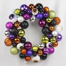 China Senmasine 24Inch Halloween balls wreaths with eyes pattern baubles electroplate ornaments party hanging decor manufacturer