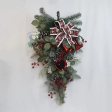 China Senmasine 30inch christmas swag wreath with artificial pine needle pvc pinecones snowflake pattern bows bell manufacturer