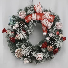 China Senmasine 24inch christmas wreaths for front door hanging decor mixed pinecones candy ball snowflake bows manufacturer