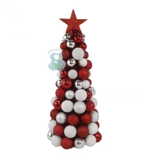China Senmasine 47cm ball baubles conetree with Topper Star sliver white red ornaments tinsel desktop xmas decoration manufacturer