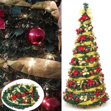 China Pop up Collapsible Christmas Tree with Timer Warm Lights Pre Lit Pre Decorated Xmas Party Decoration manufacturer