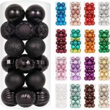 China 24ct 60mm black Ornaments Christmas Balls for Holiday Xmas Trees Hanging Decoration 2.36