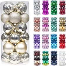 China 24ct Champagne Christmas Ball for Xmas Tree Hanging ornaments Shatterproof plastic Balls Decorations 2.36