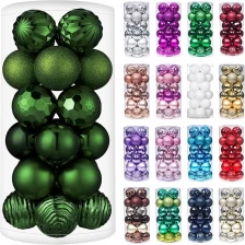 China 24ct Dark Green plastic Christmas Ball for Xmas Tree Hanging ornaments Shatterproof Balls Decoration 2.36