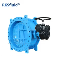 중국 RKSfluid 브랜드 BS EN 연성이 있는 철 EPDM은 물 사용을 위한 이중 편심 플랜지 버터플라이 밸브 DN1000 DN1200을 장착했습니다. 제조업체