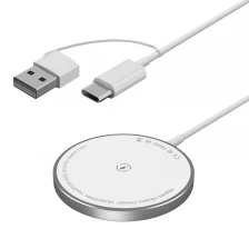 中国 新产品磁性15W快速无线充电垫，带有铝合金基础和内置USB-A/USB-C输入充电电缆（MH-D42） 制造商
