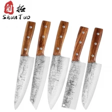 porcelana Good price double-sided forging 5pc stainless steel knife set with rosewood handle hot sale - COPY - la8avw fabricante