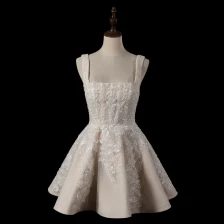 porcelana Vestido de novia corto de encaje a una línea A de champán fabricante