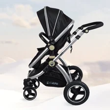China Premium 2-in-1 Baby Travel System – Aluminum Frame, 3-Section Canopy, Oversized PU Wheels manufacturer