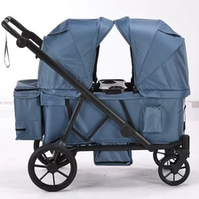 China double seater aluminum tube trailer baby wagon 3rd canopy  with foottrests manufacturer