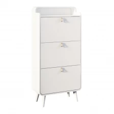 China White Wooden Elbow double Layer 3 Bucket Shoe Cabinet manufacturer