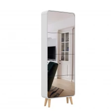 China White Wooden Elbow Single Layer 4 Bucket Shoe Cabinet with Mirror manufacturer