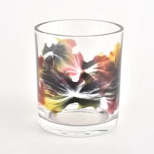 China luxury clear glass candle jar with artwork manufacturer