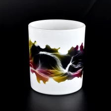 China 8oz white with color artwork glass candle jar manufacturer