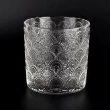 China luxury emboss pattern glass candle jar manfacturer manufacturer