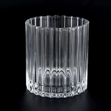 China private label strip pattern candle glass jar with lid wholesale manufacturer