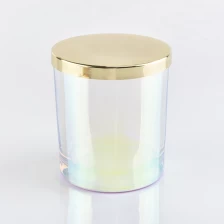 China iridescent glass candle jars and candle vessels for home decorations manufacturer