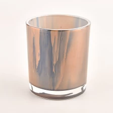 China luxury glossy metal color glass candle holder manufacturer