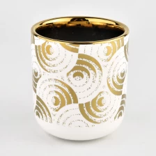 China Round bottom plating patterned ceramic candlestick container wholesale manufacturer