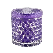China Home purple with lids glass candleholders custom empty candle vessels manufacturer