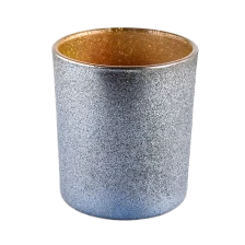 China Wholesale Empty 300ml Smoky Gray Frosted Interior Golden Glass Candle Jar manufacturer