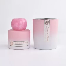 China Gradual Change Pink Diffuser Bottle With Glass Candle Holder Sets Gift manufacturer