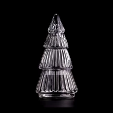 China Luxury 9 OZ clear Christmas tree glass candle holder with lid manufacturer