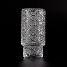 China Luxury 9 OZ embossed clear glass  candle holder manufacturer