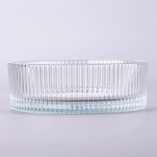 China hot sale large capacity vertical stripe glass candle holder manufacturer
