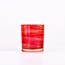 China luxury 8OZ  red  glass candle holder with gold paint manufacturer