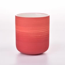 China popular 10 OZ  red  round  ceramic candle holder manufacturer