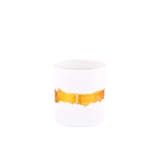 China Wholesale matte white hand painted gold glass candle jars manufacturer