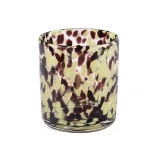 China Custom original design speckled pattern colorful glass candle jars manufacturer