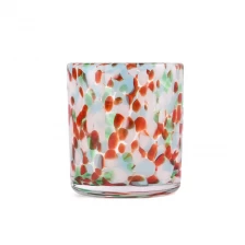 China Luxury colored speckled pattern glass candle jars colorful hand-made custom gifts manufacturer