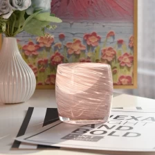 China Wholesale pink patterned glass candle jars for home decor manufacturer