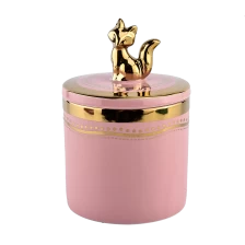 China luxury pink ceramic candle jar with lid manufacturer