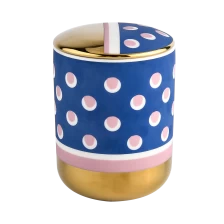 China luxury gold decal with hand paint artwork ceramic candle jar manufacturer
